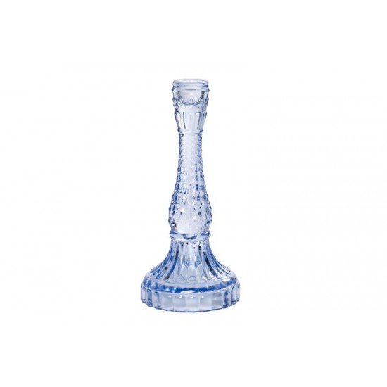 Lysestage i blåt glas 22 cm