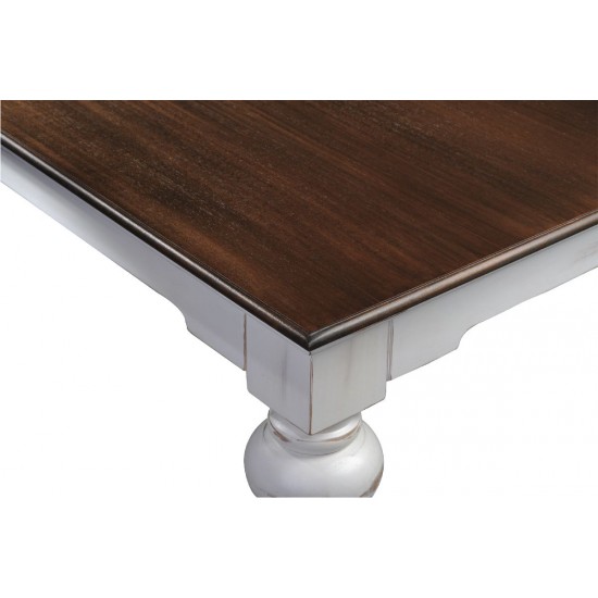 Hvidt spisebord med mahognifarvet bordplade - 240cm Nova Solo - Gratis Levering