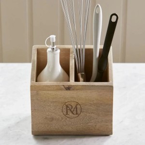 Holder til køkkkenredskaber med 2 rum Træ H18cm Holder til køkkkenredskaber med 2 rum Træ H18cm
