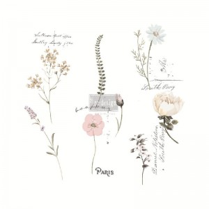 Transfer Blomster Bonjour Paris 72x77cm Transfer Blomster Bonjour Paris 72x77cm