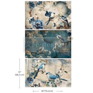 Decoupage Papir - Sapphire Wings 3 ark 49.5x76cm