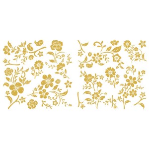 Transfer Hokus Pokus - Blooms - Gold - 2 ark 30x30cm Transfer Hokus Pokus - Blooms - Gold - 2 ark 30x30cm
