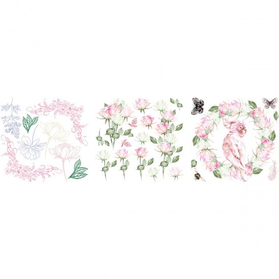Transfer Hokus Pokus - Floral Dreams - 3 ark 30x30cm Transfer Hokus Pokus - Floral Dreams - 3 ark 30x30cm