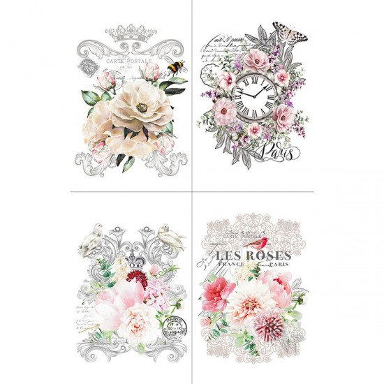 Transfer Hokus Pokus - Les Roses II - 4 ark 94x60cm Transfer Hokus Pokus - Les Roses II - 4 ark 94x60cm