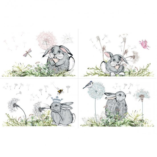 Transfer Hokus Pokus - Mes Lapines - 4 ark 94x60cm Transfer Hokus Pokus - Mes Lapines - 4 ark 94x60cm
