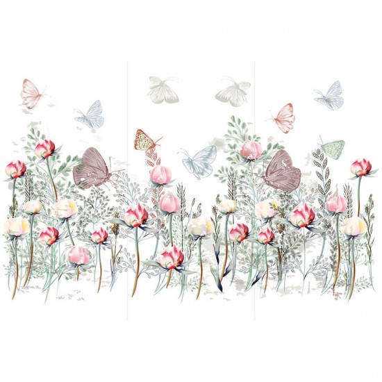 Transfer Hokus Pokus - Peony Fields - 3 ark 94x60cm Transfer Hokus Pokus - Peony Fields - 3 ark 94x60cm