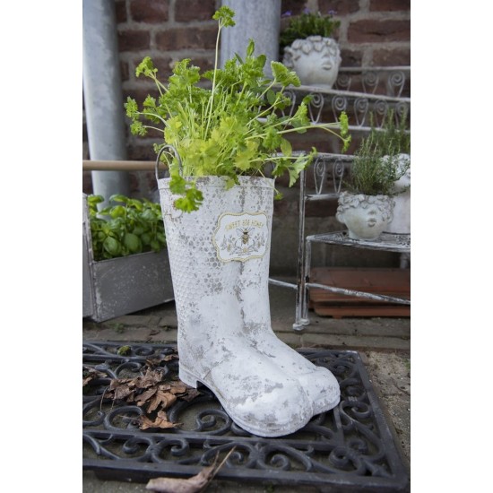 Planteholder støvler i metal patineret