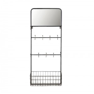 Vægreol med kroge H75cm sort metal Vægreol med kroge H75cm sort metal