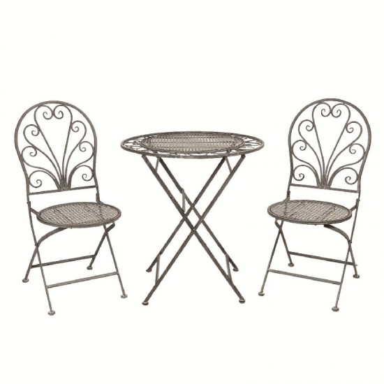 Cafebord i brunt jern med 2 stole