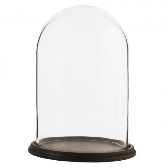 Flot Glas kuppel med Sort bund H31cm