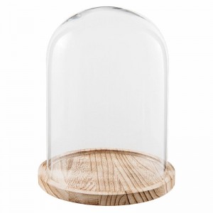 Glas kuppel H29cm malbar træbund Glas kuppel H29cm malbar træbund