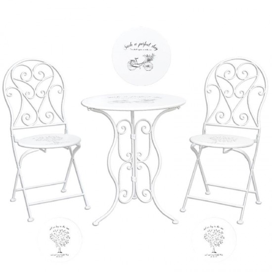 Cafebord i metal med stole Cafebord i metal med stole
