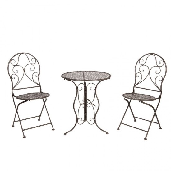 Cafebord med 2 stole i sort jern Cafebord med 2 stole i sort jern