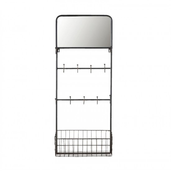 Vægreol med kroge H75cm sort metal