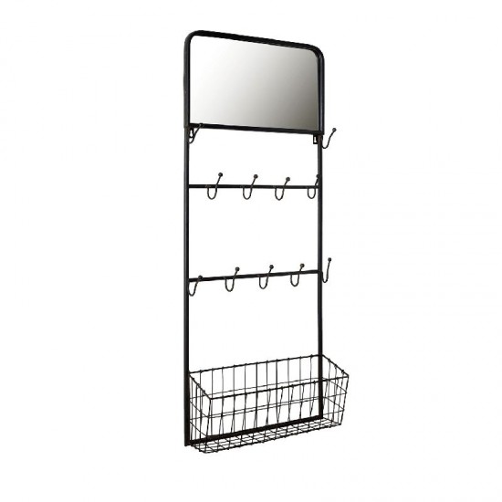 Vægreol med kroge H75cm sort metal