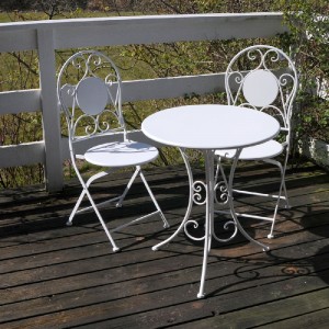 Cafebord med 2 stole Hvid jern Cafebord med 2 stole Hvid jern