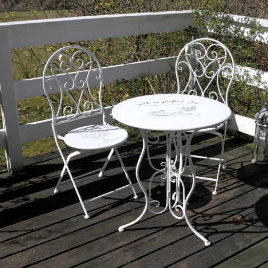 Cafebord i metal med stole Cafebord i metal med stole
