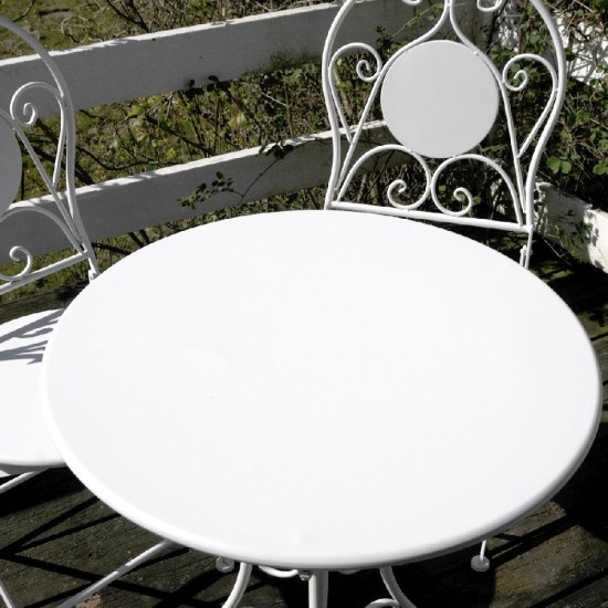 Cafebord med 2 stole Hvid jern Cafebord med 2 stole Hvid jern
