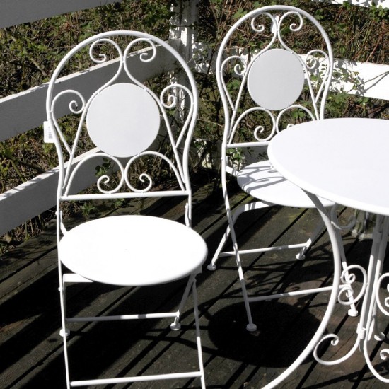 Cafebord med 2 stole Hvid metal