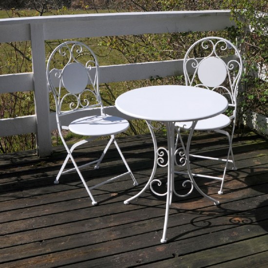 Cafebord med 2 stole Hvid metal