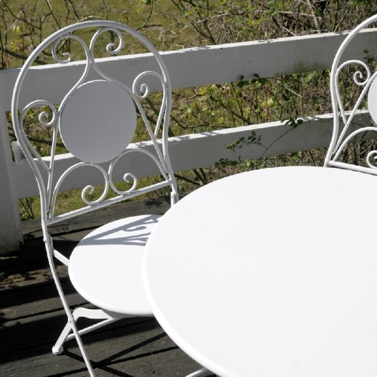 Cafebord med 2 stole Hvid metal