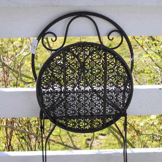 Cafebord med 2 stole i sort jern Ø60cm