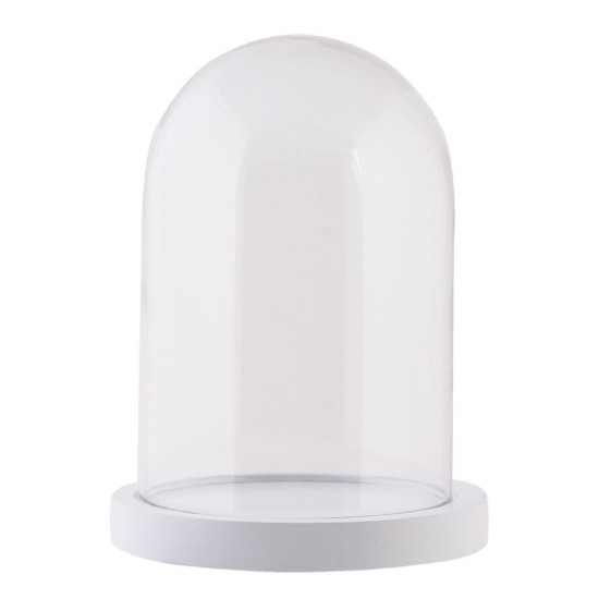 Glas kuppel H17cm Hvid bund