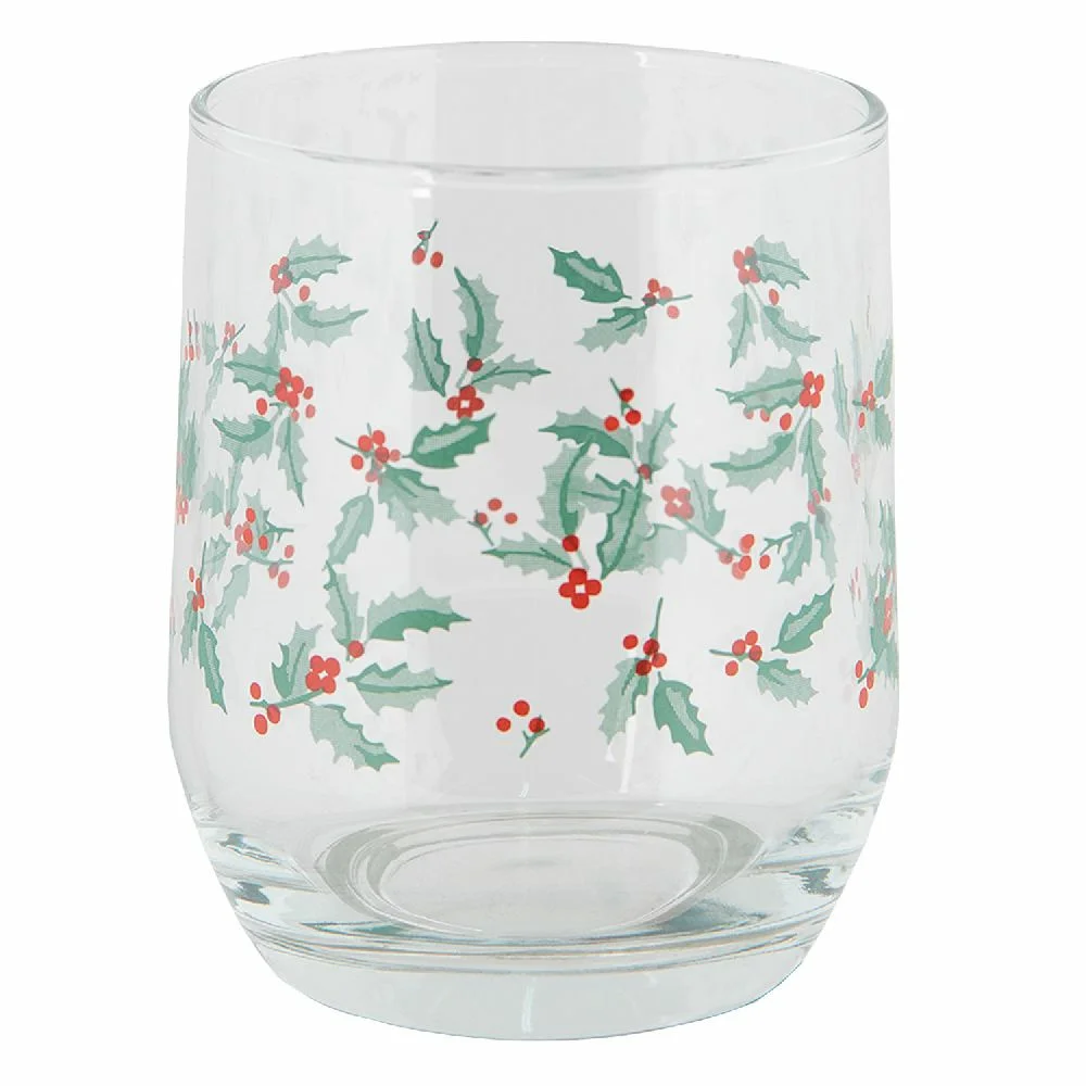 Glas med julemotiv - som drikkeglas eller lysestage til fyrfadslys Str. Ø 8*9 cm / 300 ml