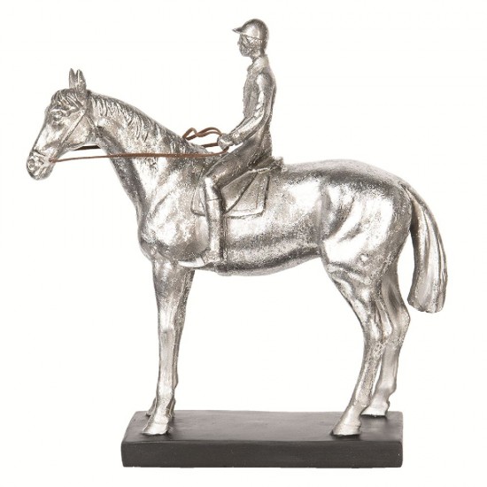 Hest med rytter til dekoration H27cm