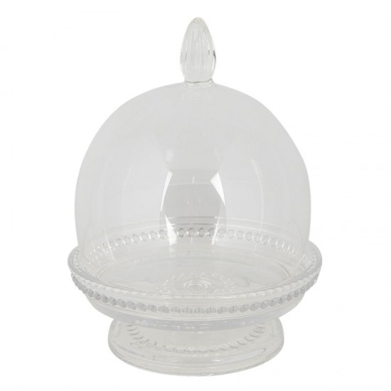 Glas kuppel med glasbund Ø12 H17cm