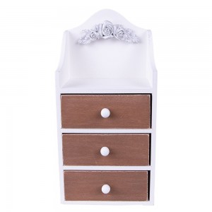 Lille kommode-skuffedarie Hvid-Brun H27cm Lille kommode-skuffedarie Hvid-Brun H27cm