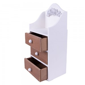 Lille kommode-skuffedarie Hvid-Brun H27cm Lille kommode-skuffedarie Hvid-Brun H27cm
