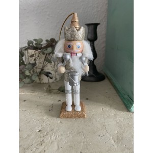 Nøddeknækkerfigur Sølv med tromme H13cm Nøddeknækkerfigur Sølv med tromme H13cm