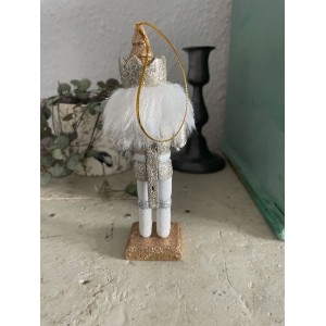 Nøddeknækkerfigur Sølv med tromme H13cm Nøddeknækkerfigur Sølv med tromme H13cm