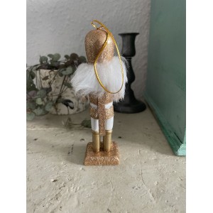 Nøddeknækkerfigur Guld med tromme H13cm Nøddeknækkerfigur Guld med tromme H13cm