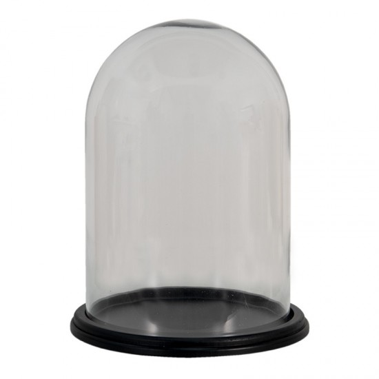 Glas kuppel med sort bund H29 cm