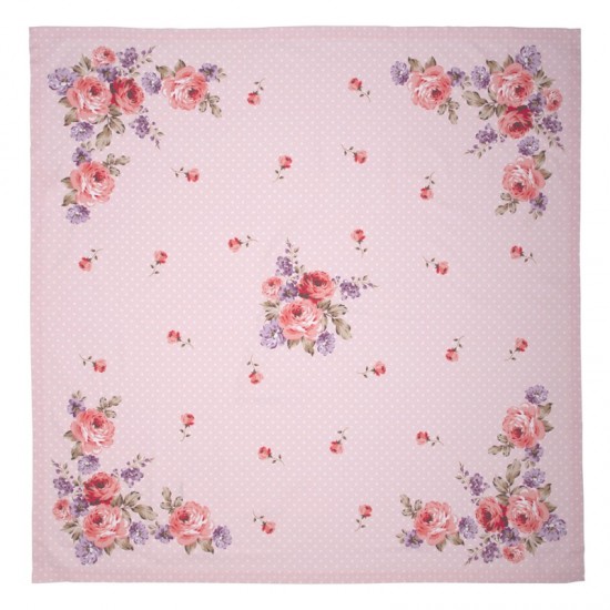 Borddug pink med roser 100*100 cm