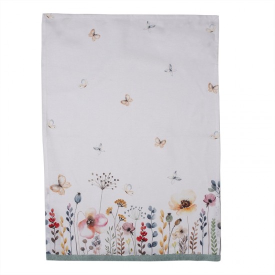 Viskestykke hvid med grøn kant 50*71 cm Viskestykke hvid med grøn kant 50*71 cm