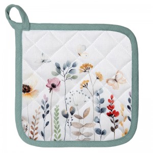 Grydelap hvid med grøn kant 20*20 cm Grydelap hvid med grøn kant 20*20 cm
