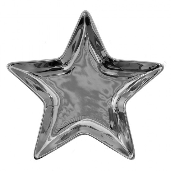 Fad sølvfarvet stjerne Ø20cm