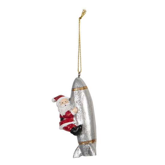 Julemand på sølv raket til ophæng H5cm