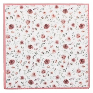 Servietter med roser og lyserød kant 33x33cm Pakke a 20stk Servietter med roser og lyserød kant 33x33cm Pakke a 20stk
