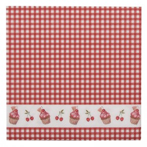 Servietter rød-hvid tern med cupcakes og kirsebær 33x33cm pakke a 20stk Servietter rød-hvid tern med cupcakes og kirsebær 33x33cm pakke a 20stk