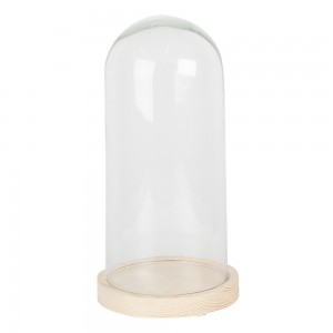 Glas kuppel træ bund Ø13xH26cm Glas kuppel træ bund Ø13xH26cm