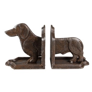 Bogstøtter med hund 23x8x13 cm Brunt metal Bogstøtter med hund 23x8x13 cm Brunt metal