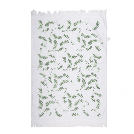 Gæste håndklæde hvid grøn 40x66cm