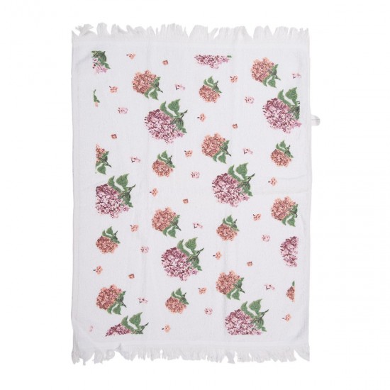 Gæste håndklæde hvid lyserøde blomster 40x66cm