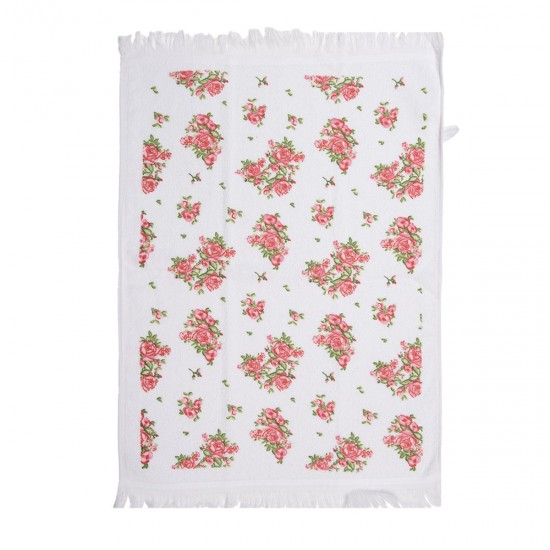 Gæste håndklæde med blomster lyserød 40x66cm