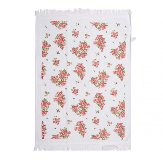 Gæste håndklæde med blomster lyserød 40x66cm Sweet roses