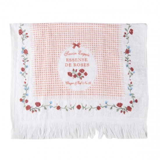 Gæstehåndklæde med roser og tekst 40x66 cm